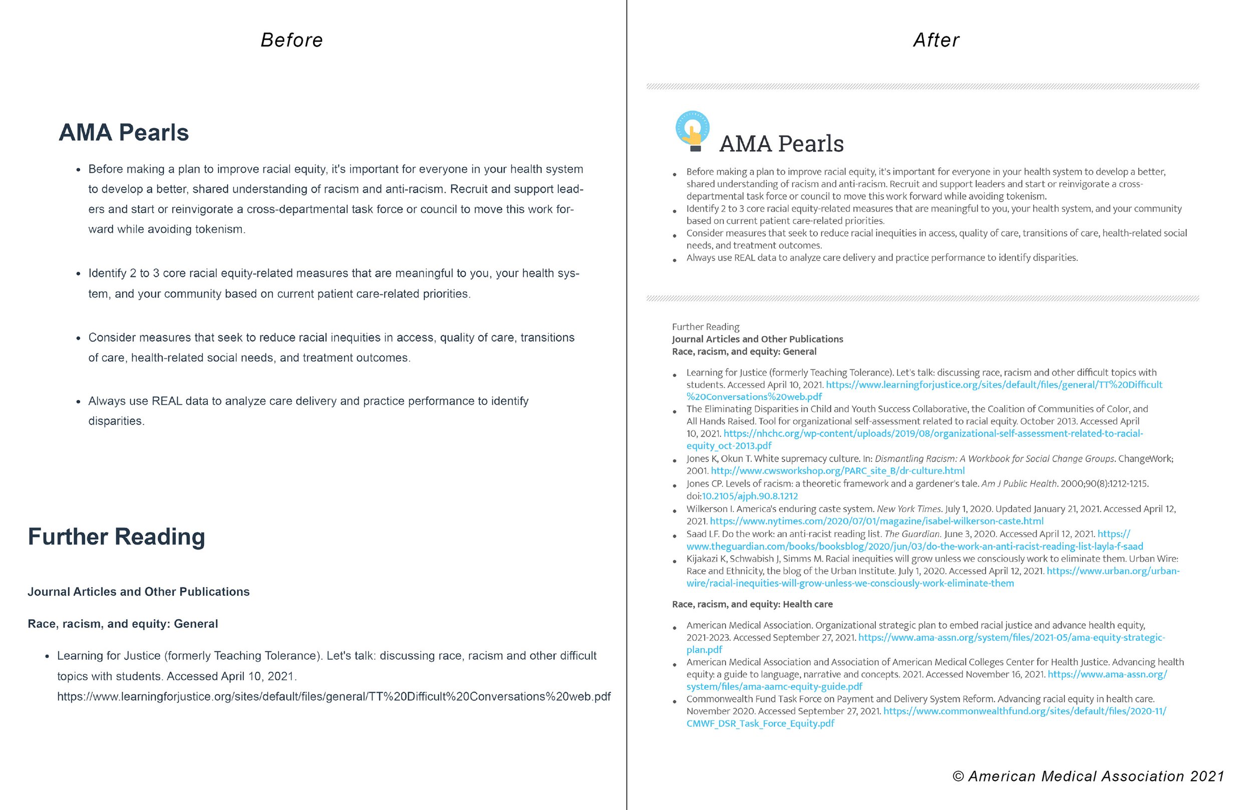 educational booklet for physicians - p. 4 - american medical association - before & after