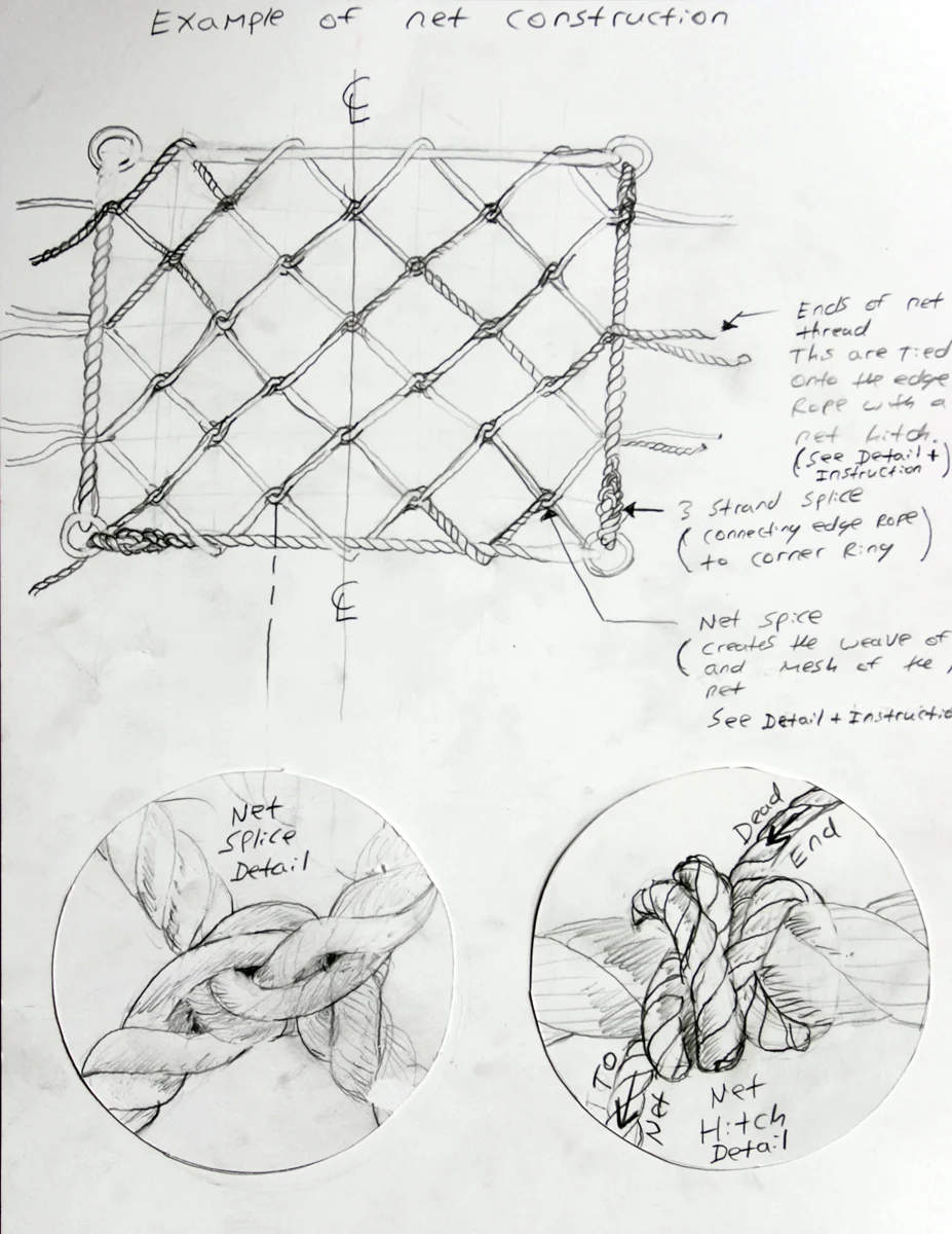 Net weaving study, 2013, pencil on paper, 14"h x 11"w