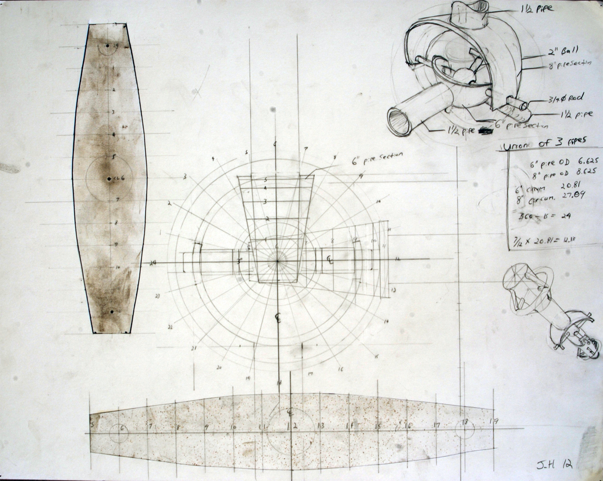 Bomb Coupler Study, 2012, pencil, paper, 19"h x 24"w