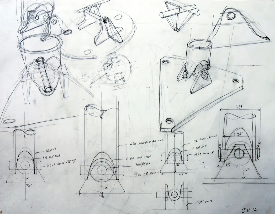 Column Base Study, 2012, pencil, paper, 19"h x 24"w