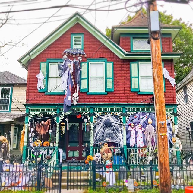 HAPPY HALLOWEEN FROM @housesofpitman 🖤
.
.
For our spooky holiday, we&rsquo;ve got two #historic #pitmangrove houses with the #classic overhanging #frontporch all decked out in #halloweendecor
.
.
.
The houses in Pitman&rsquo;s grove neighborhood we