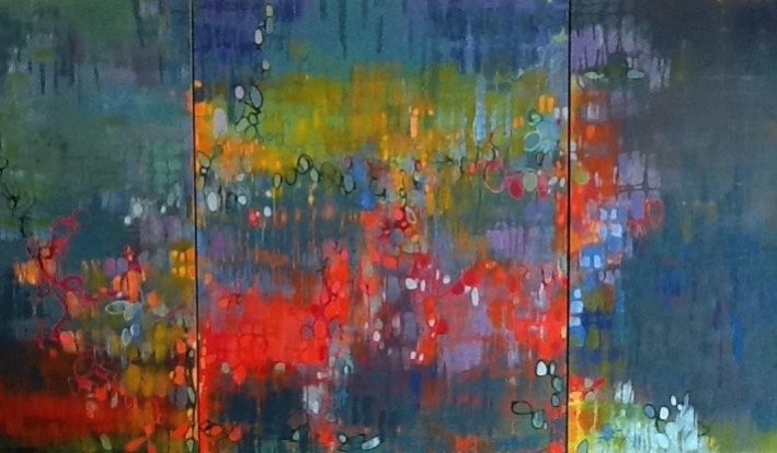 "Good Neighbors," 60" x 144" acrylic on canvas triptych (SOLD)