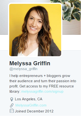 Melyssa Griffin's Twitter bio. Find her on Twitter at https://twitter.com/melyssa_griffin
