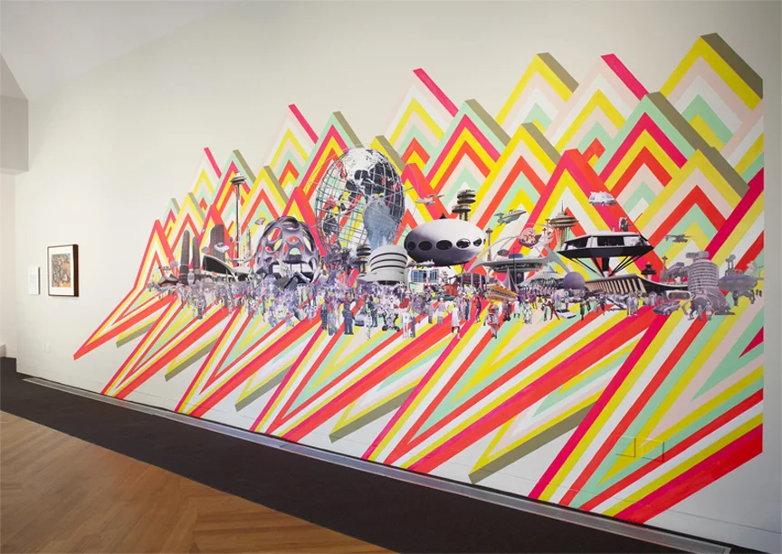 Retro Future , 2011 Paint and collage installation 13' x 30' DeCordova Sculpture Park and Museum, Lincoln, MA