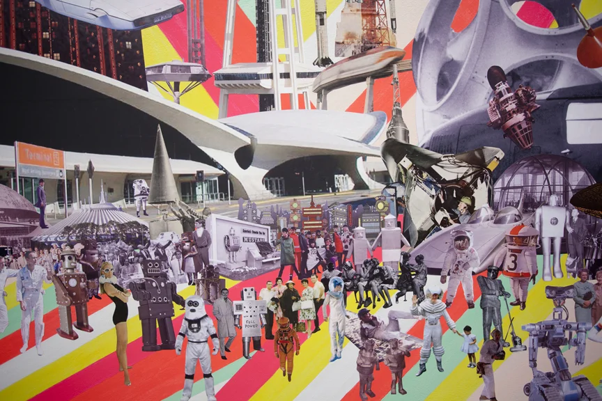 Retro Future (detail), 2011 Paint and collage installation 13' x 30' DeCordova Sculpture Park and Museum, Lincoln, MA