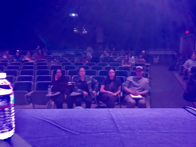 Here’s a shot of the audience from the panelists’ table. I’d like to think that the four in front got the most out of last night’s program.