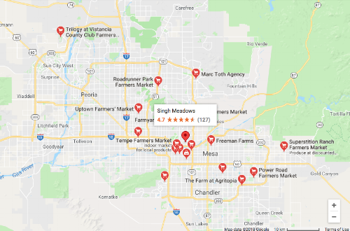 A google maps search is an easy way to find local farmer's markets in your area. Just type "farmers market" in the search bar to give it a try!
