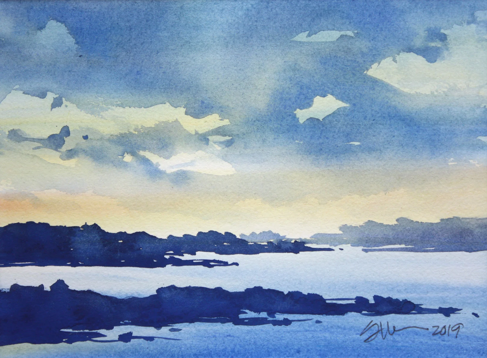 Sunset Over Bristol 2019 | Watercolor | 9.5” x 7”