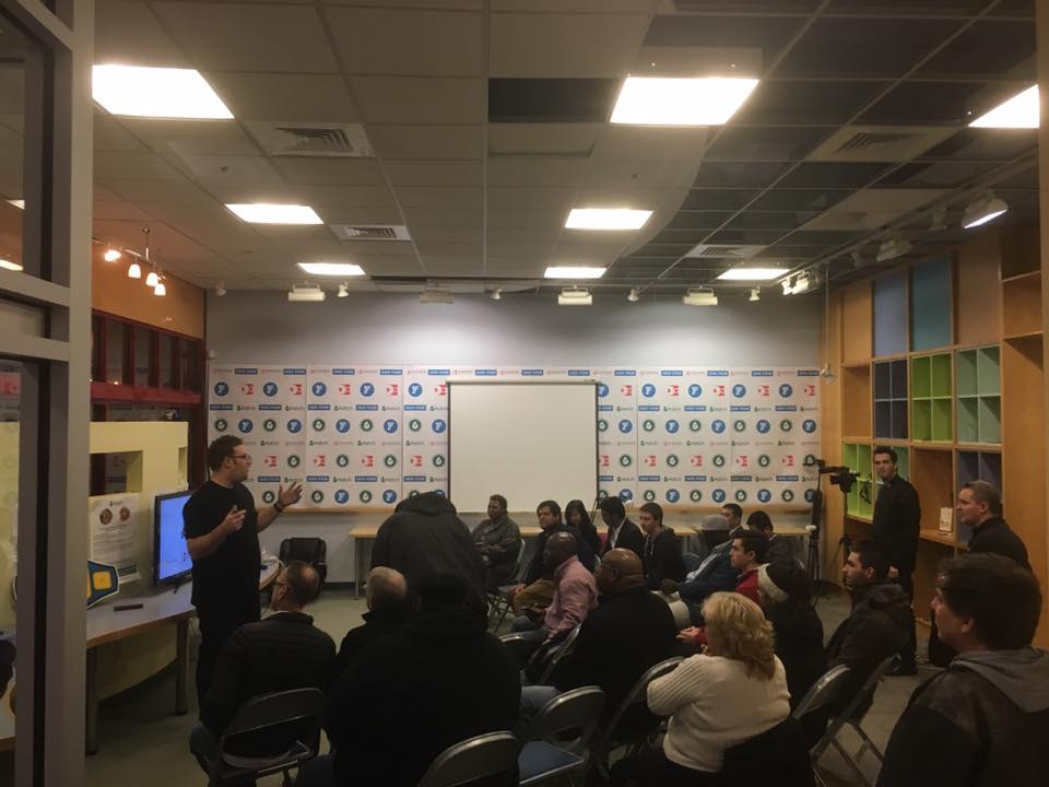 Miller speaking at Startup Night at the Hatch.