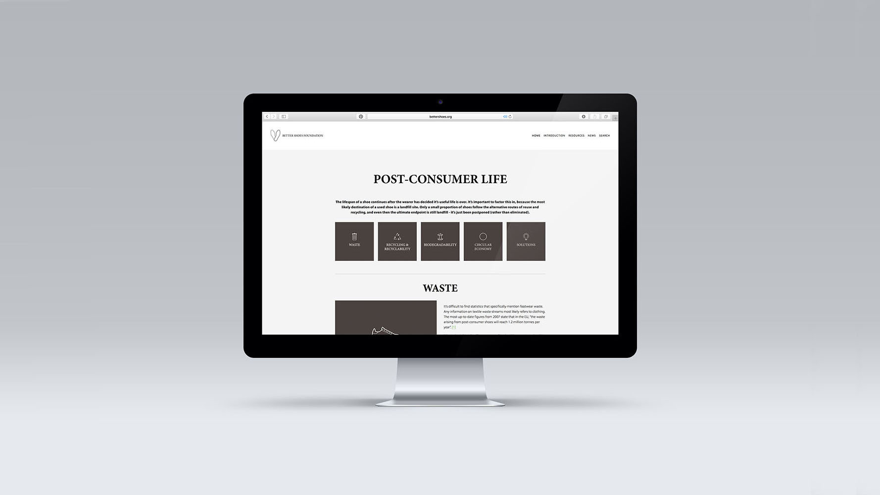 Article extract detailing the post-consumer issues of today’s footwear industry