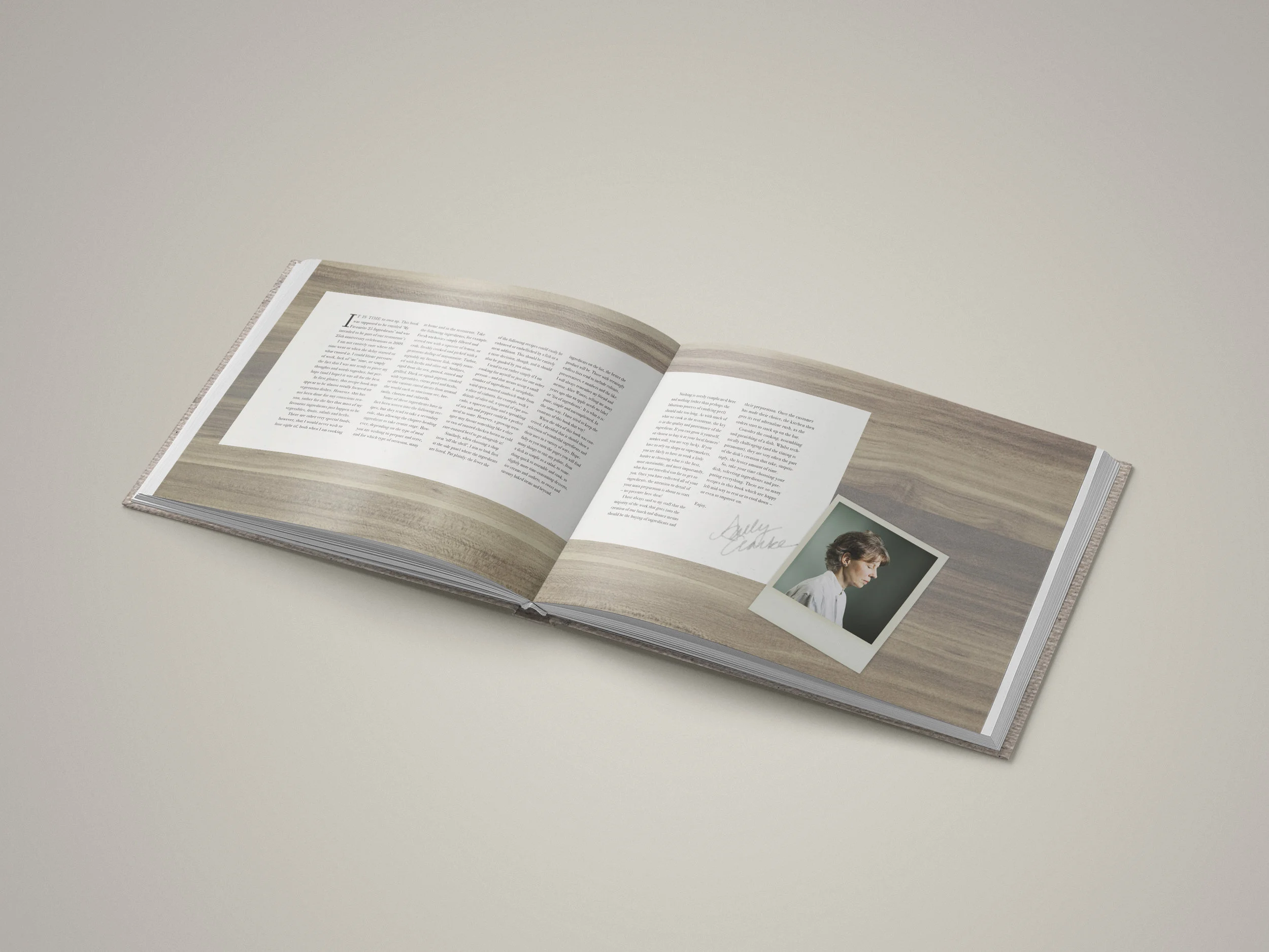 Introduction spread, with a personal letter from Sally Clarke herself.