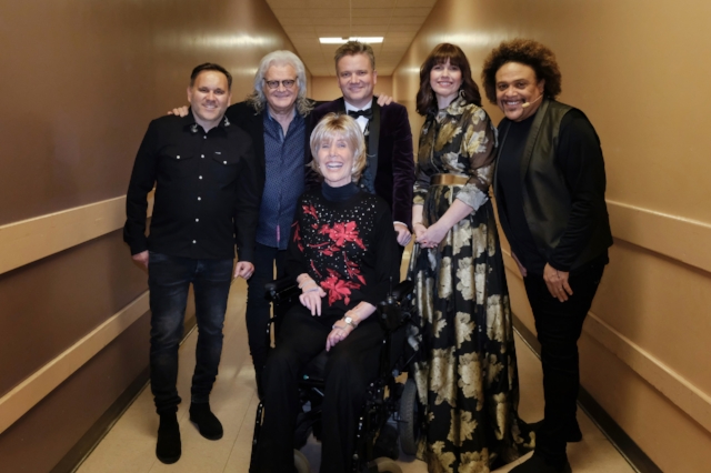 Backstage at Segerstrom Hall, L to R: Matt Redman, Ricky Skaggs, Joni Eareckson Tada, Keith Getty, Kristyn Getty, Pedro Eustache