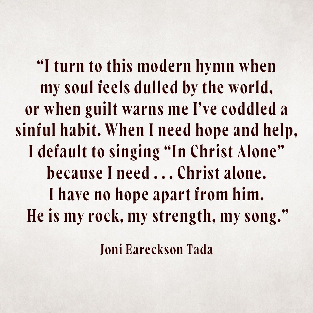 Check out Joni Eareckson Tada's (@joniandfriends) article about the hymn "In Christ Alone" on @thegospelcoalition! 
https://www.thegospelcoalition.org/article/in-christ-alone-stanza/

Watch In Christ Alone: Live from Sydney (Official Lyric 
