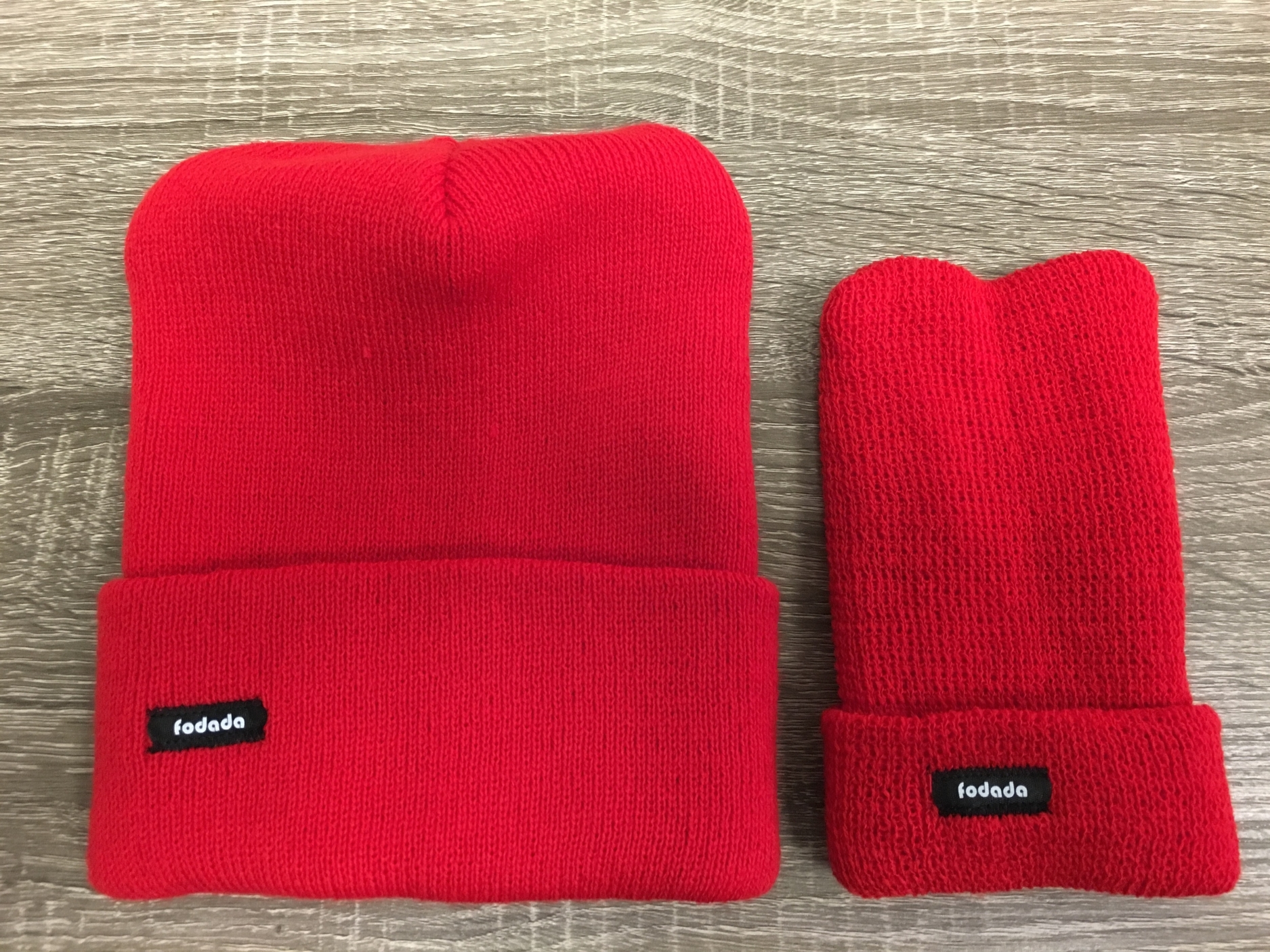 matching adult & newborn red beanies