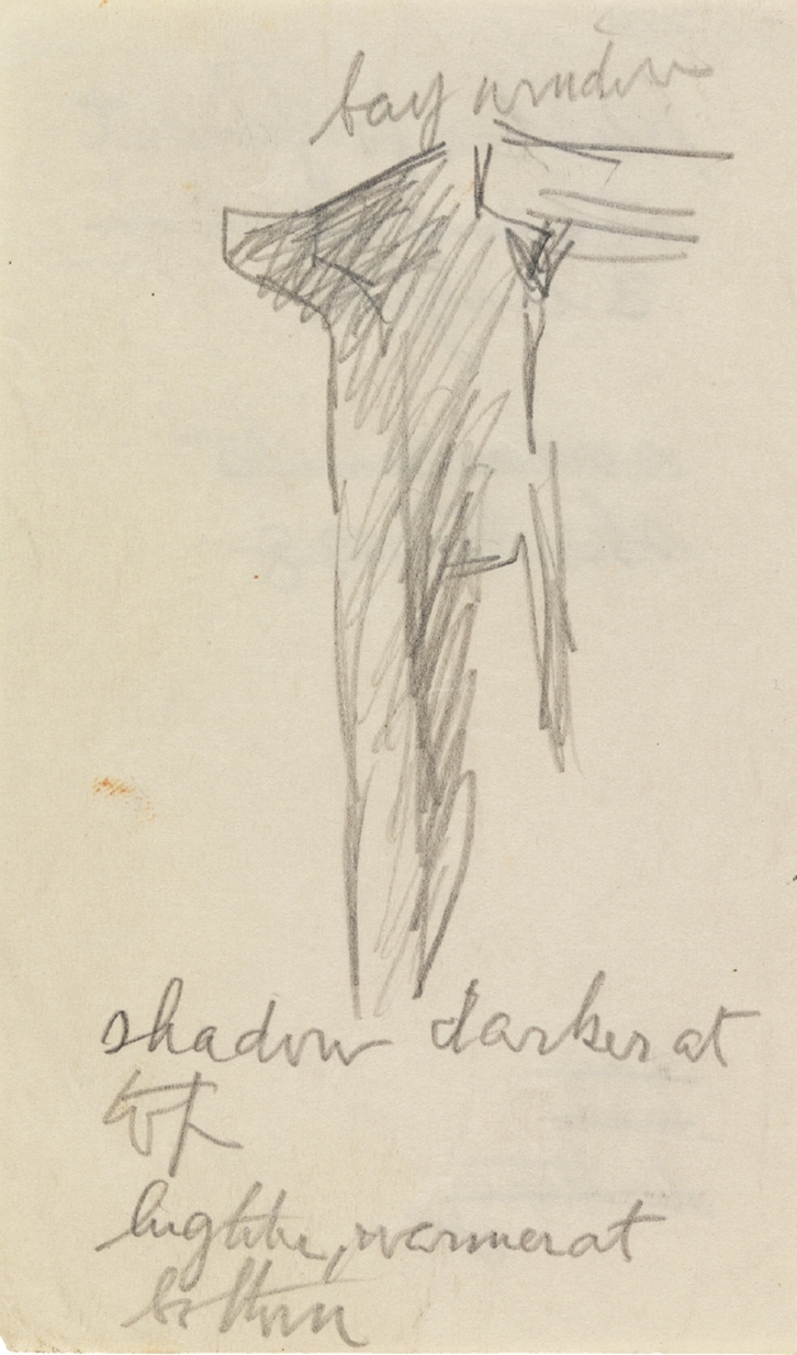  Study for Rooms for Tourists, 1945.&nbsp;Graphite pencil on paper, 5 × 3 in. (12.7 × 7.6 cm) 