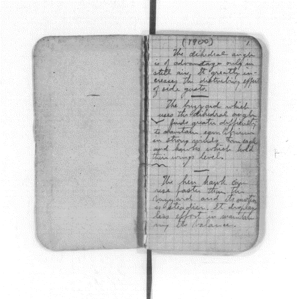 Wilbur Wright's Notebook 1900-01, pg 1