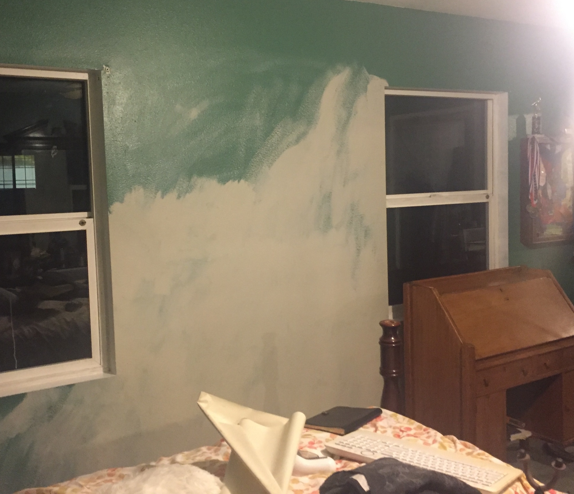 These walls are sucking up paint - it ends up taking 3-4 coats! Yikes!