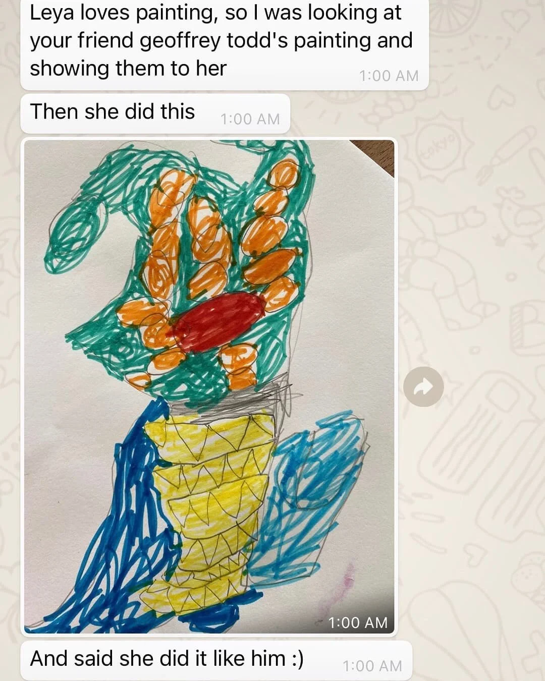 One of my favorite things is when little kids try to draw like me. Highest compliment. Little do they know, I'm trying to draw more like them. Thanks @jcreelman for sharing this.