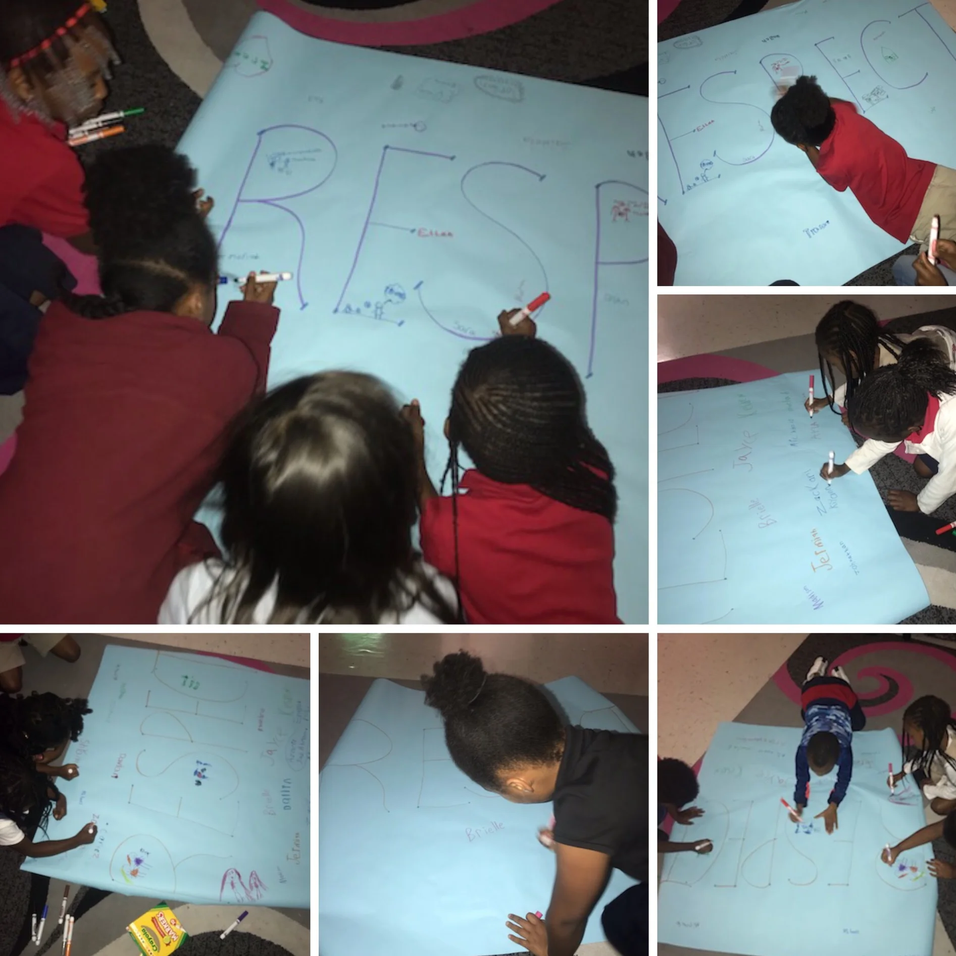 Morrow Elementary students creating posters about respect-for-all