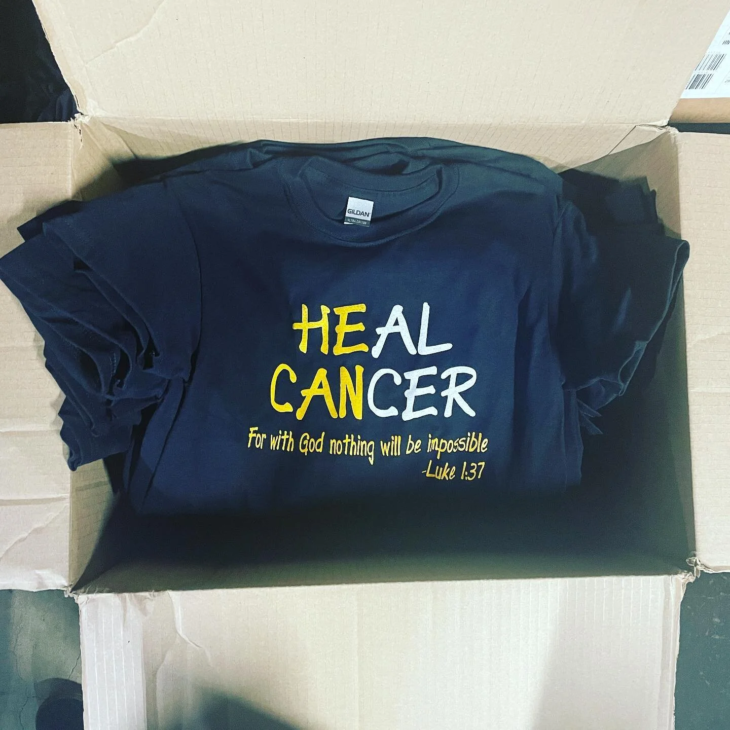 Fundraiser shirts printed in 2 colors on Gildan Ultra Cotton tees.
 #pittsburgh #screenprinting #healcancer #septemberischildhoodcancerawarenessmonth #fuckcancer #instagram #customshirts
