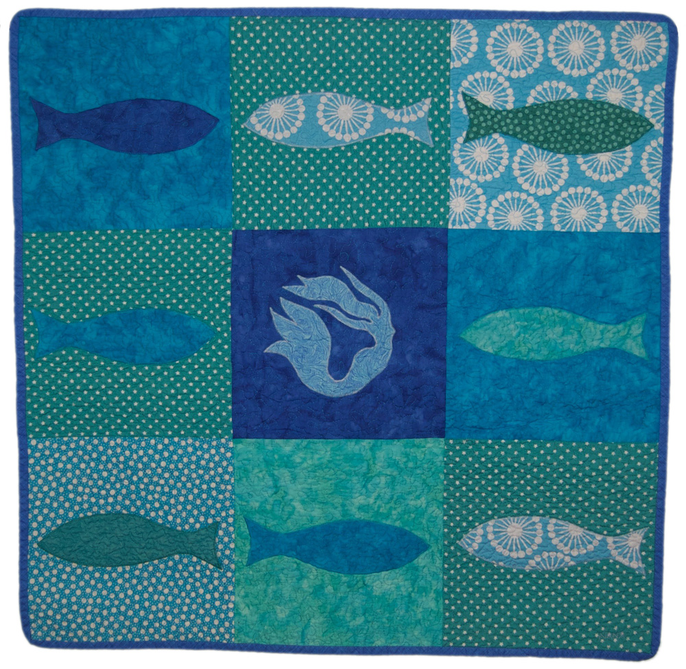 mermaid & fish baby quilt