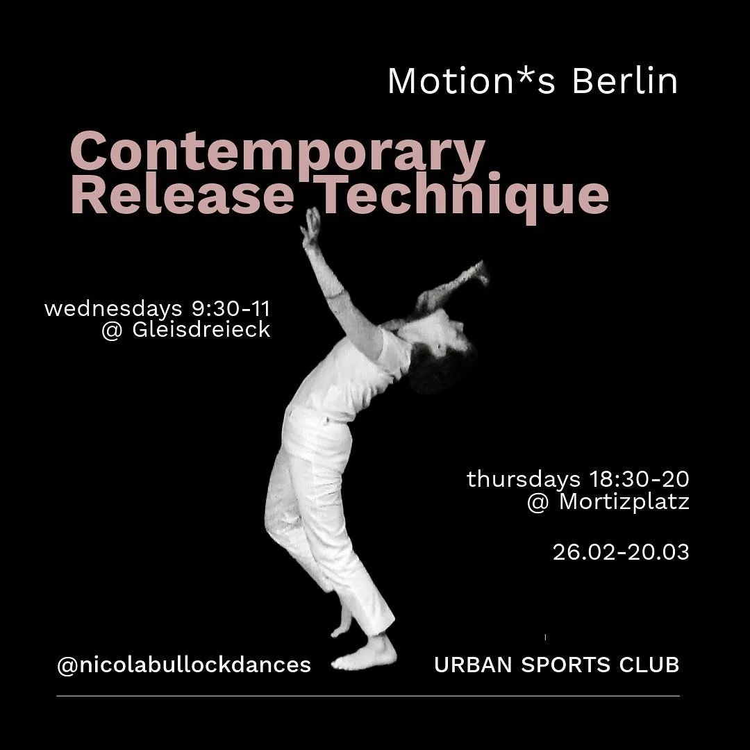Excited to be teaching Contemporary Release Technique at @motionsberlin for the next month! 

Wednesdays 9:30-11
Thursdays 18:30-20
until 20.03

Sign-up through Motions website 
USC welcome