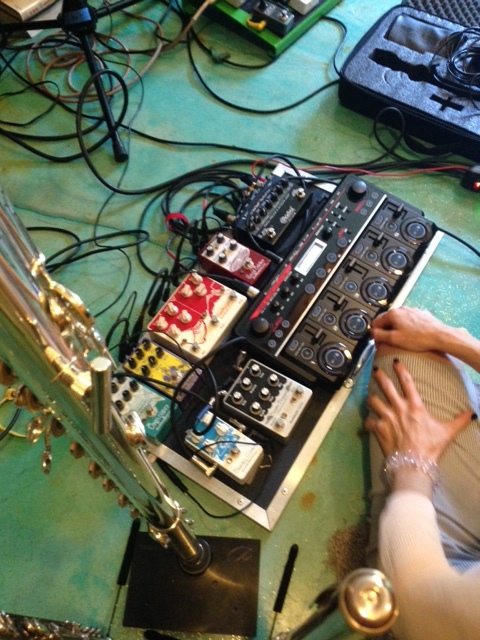 Sarah Jane Hargis' FX/Looper pedal board. 