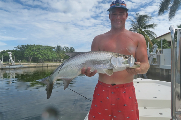 Juvenile tarpon are often found in stagnant backwaters like this stale, murky canal.