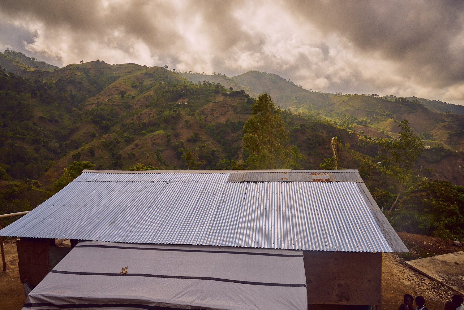 A view of Bethel School overlooking the hillside community. Image taken at the end of the day.
