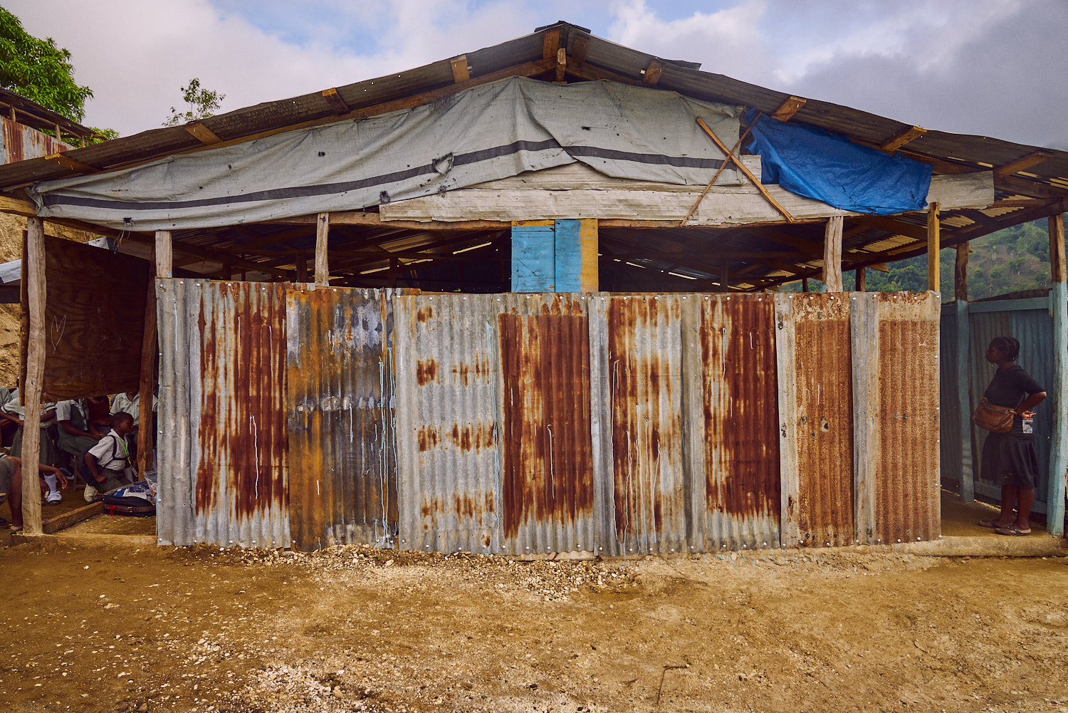 The exterior of the school structure.
