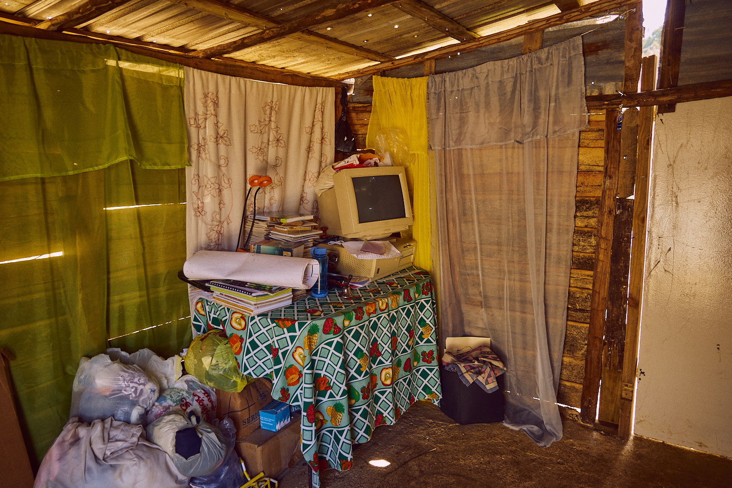 The interior of the administration building where Chantal and other teachers work when not engaged in classroom activities.