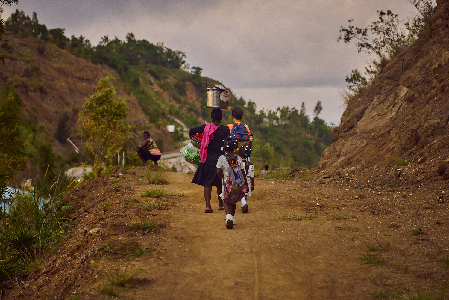 Our hike back at the end of the day's clinic.