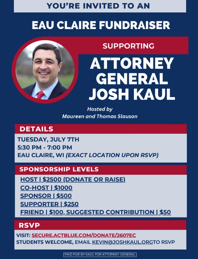 Fundraiser to Support Attorney Gen. Josh Kauls Reelection 