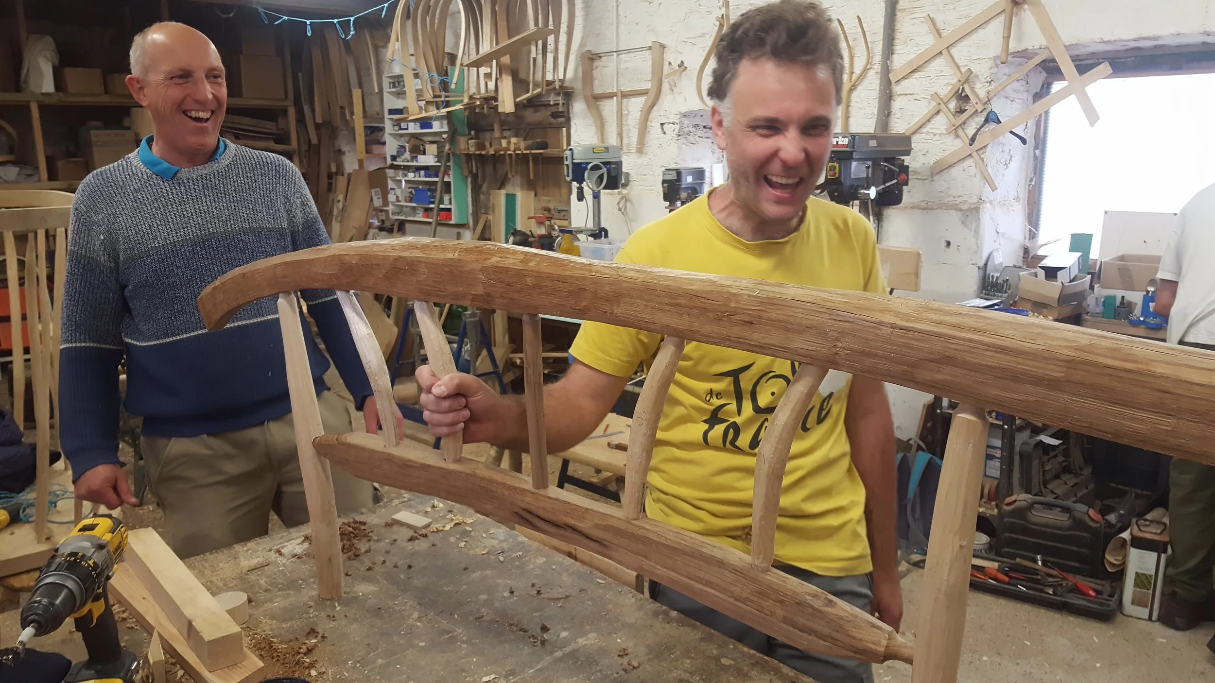 Alistair having a chuckle after putting his back panel together.