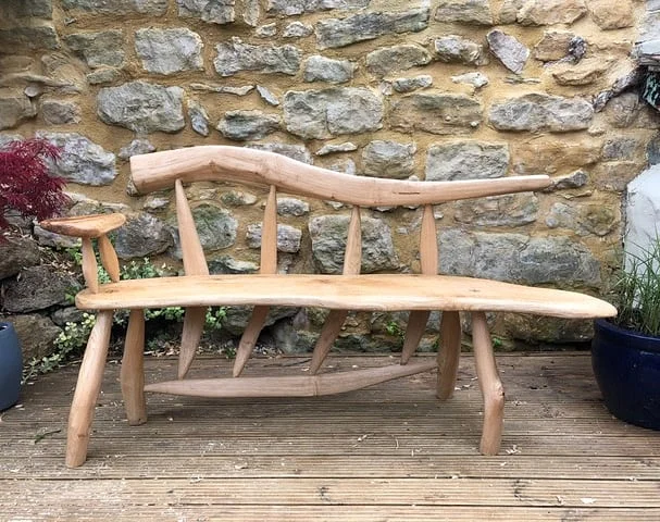 Pete’s bench, cleaned up and oiled, and in it’s new home. Beautifully windswept and wild.