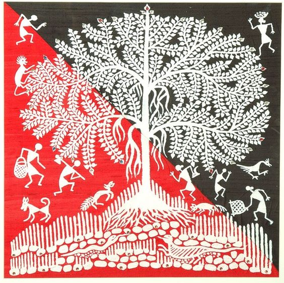 Traditional Warli folk art. 