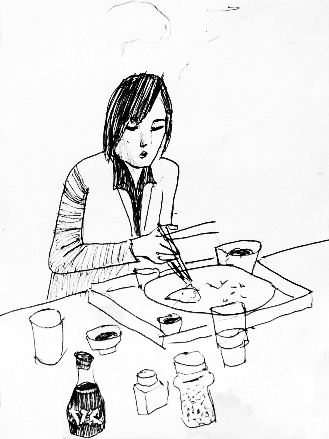 Sketch in an Ootoya restaurant, Tokyo