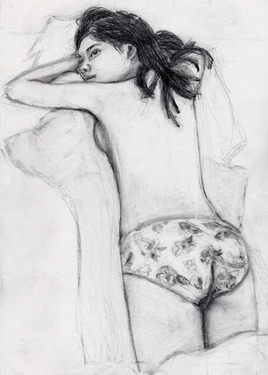 Girl in flowery underwear