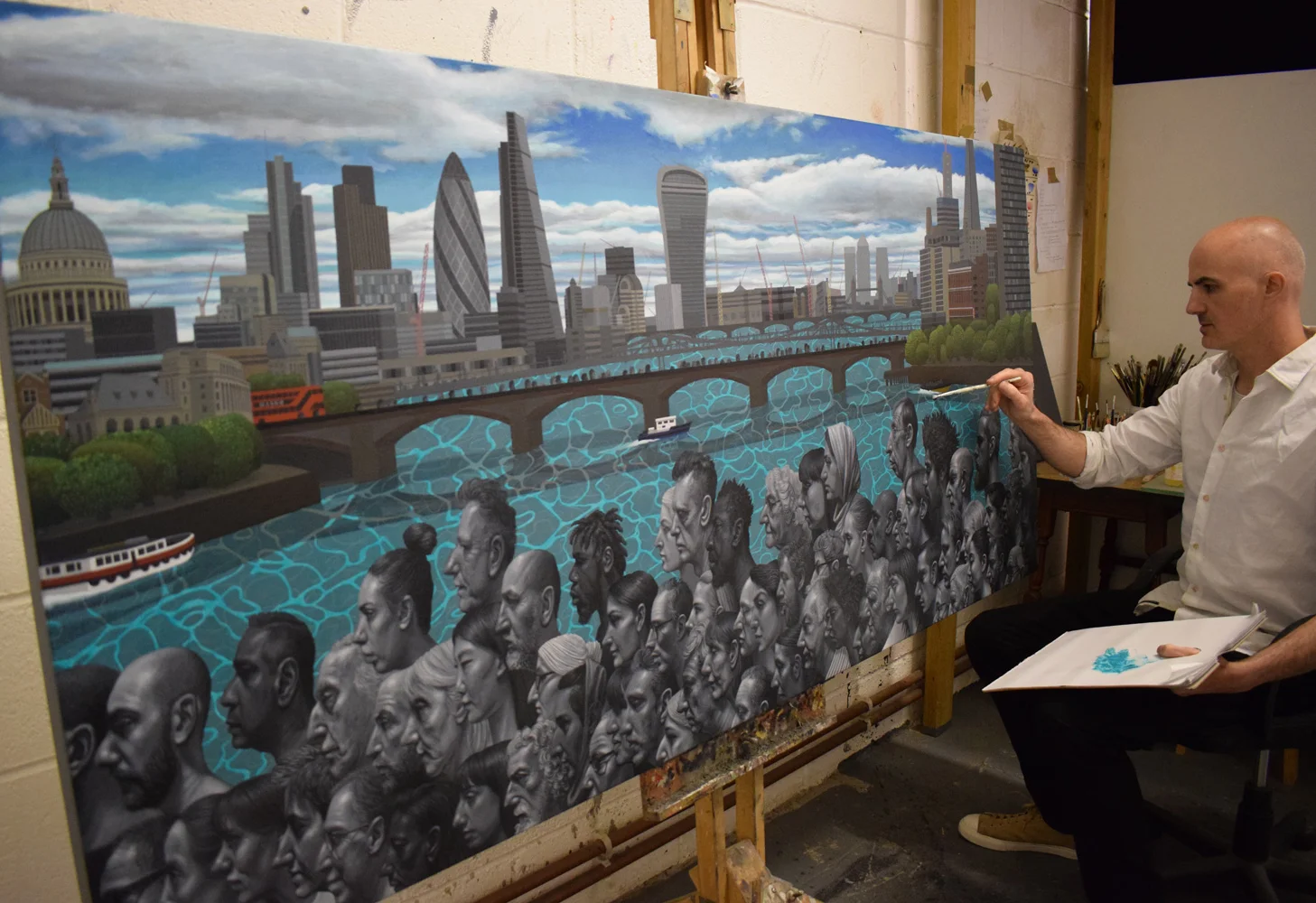 Artist Carl Randall in London studio