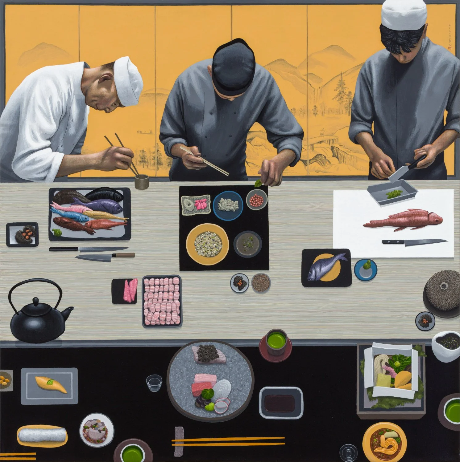 kaiseki chef japanese resturant painting carl randall.jpg