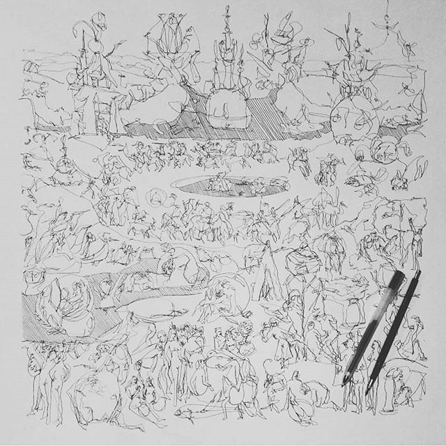 One of my favourite drawings a Sketch of Hieronymus Bosch's garden of earthly delight
50cm x 50cm