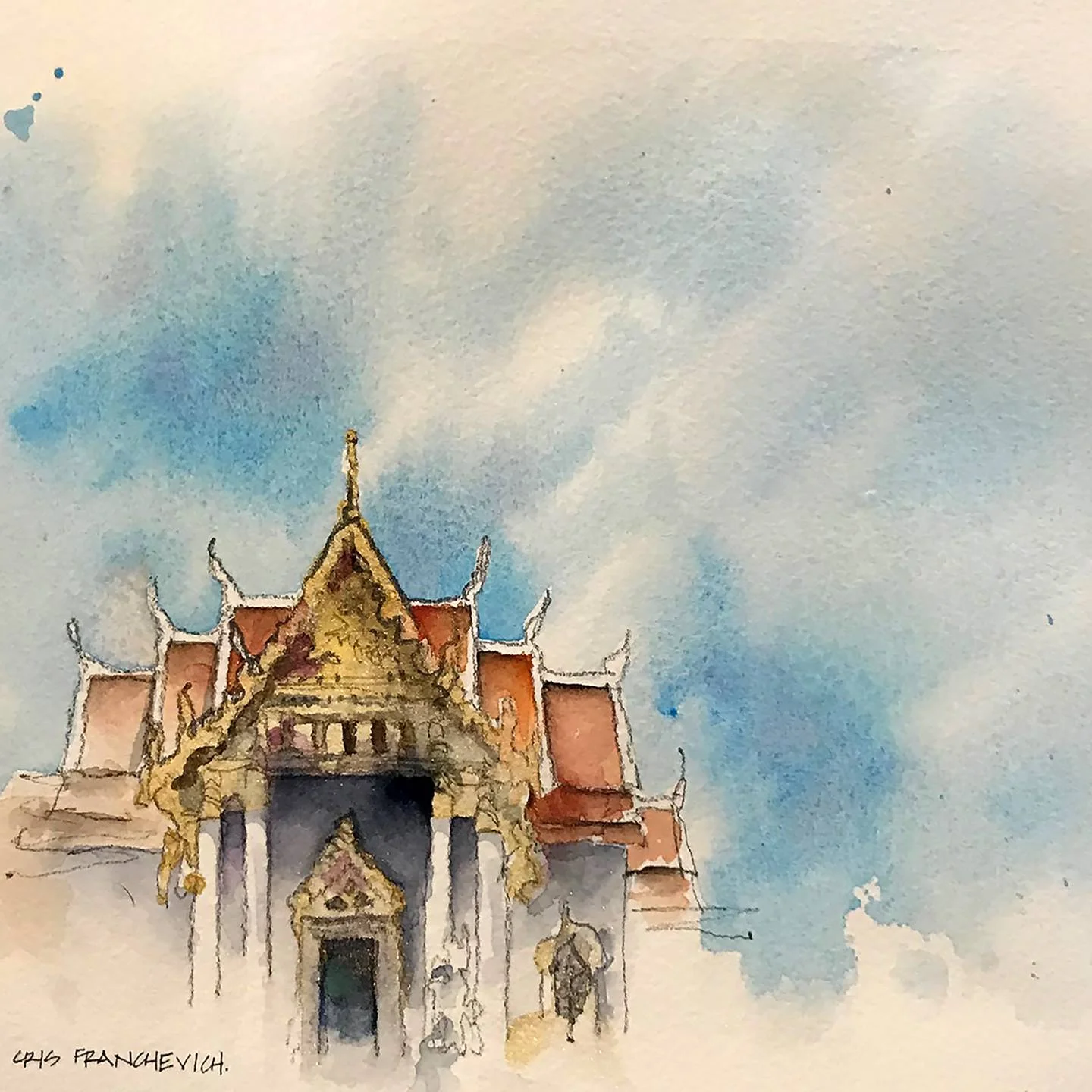 Bangkok, Thailand-watercolor on paper