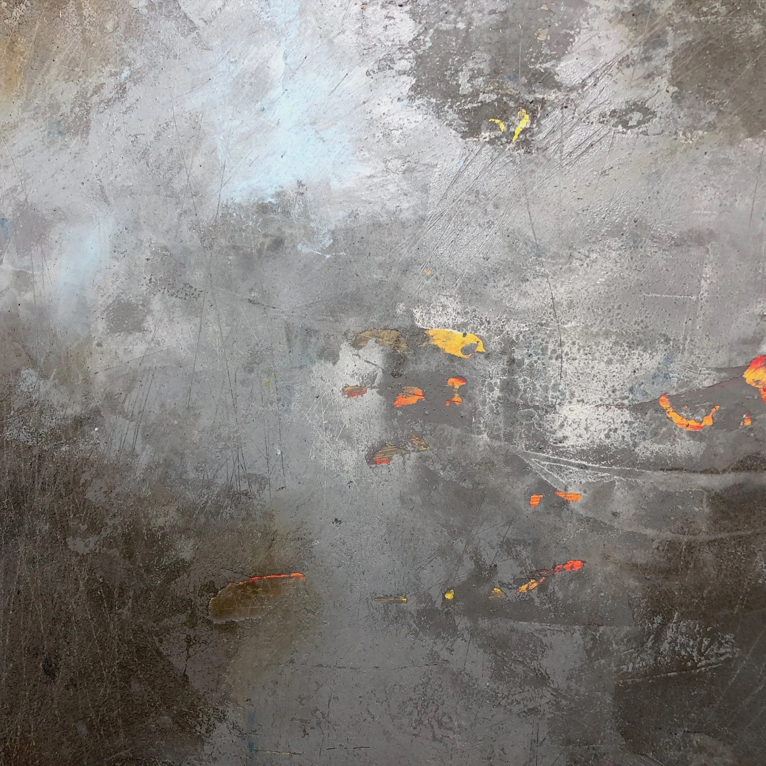 Yellow thread-12x12in (aprox. 30x30cm) Mixed media on wood board