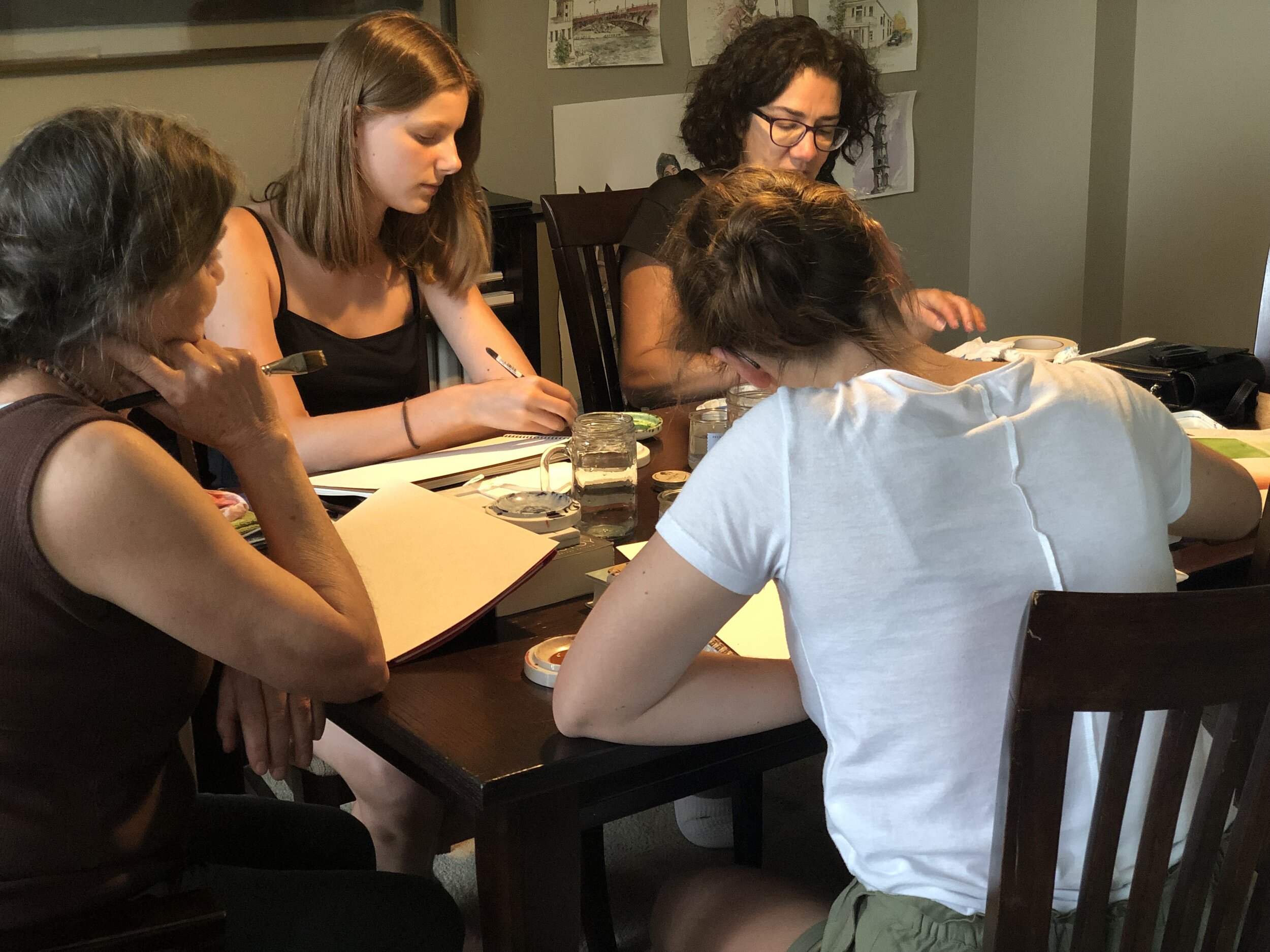 Conducting a workshop- sketchers from Tours- France, visiting Minneapolis