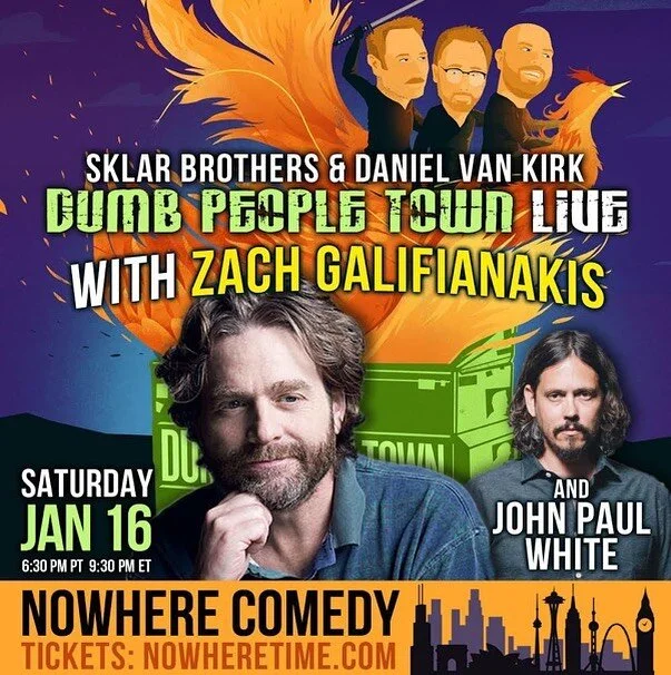 Very excited to be the special guest along with THE Zach Galifianakis on the @dumbpeopletown podcast hosted by my friends @sklarbrothers on Saturday, January 16. 

Get tickets to the virtual show at the link in stories.