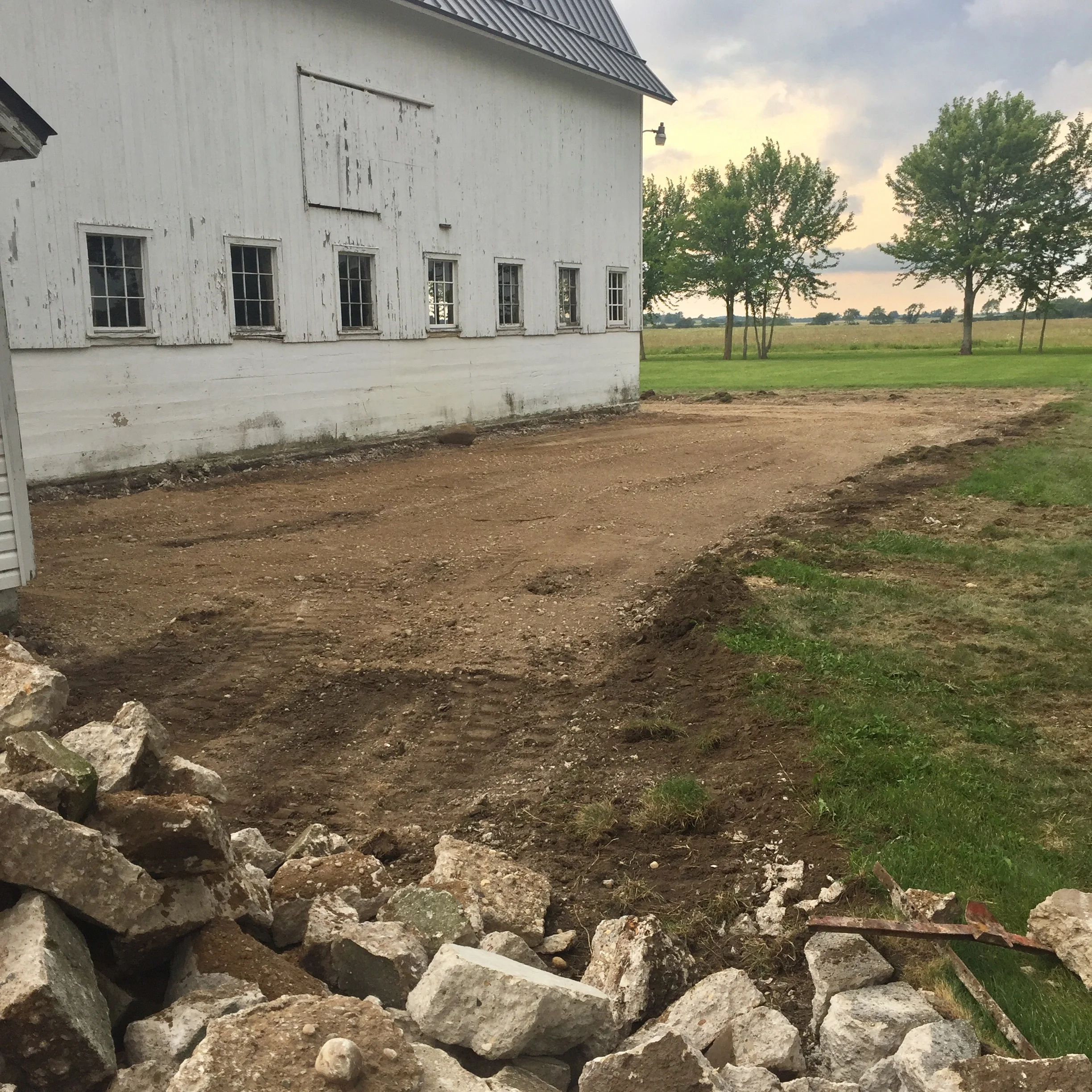 Eastern side of the barn, parking area.