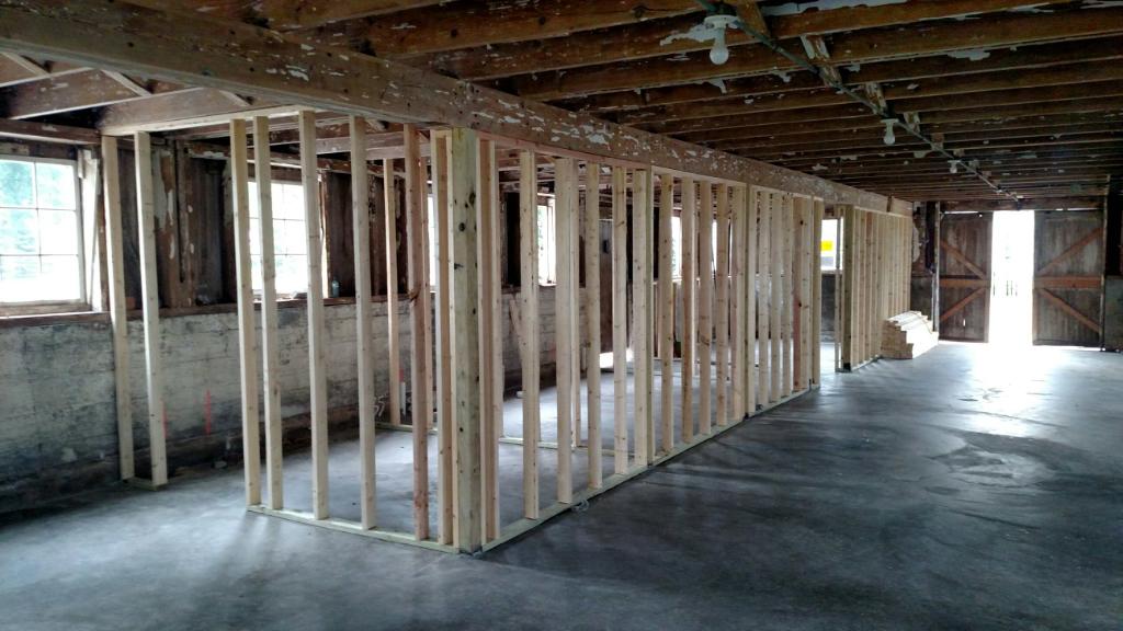 Framing up for the bathrooms