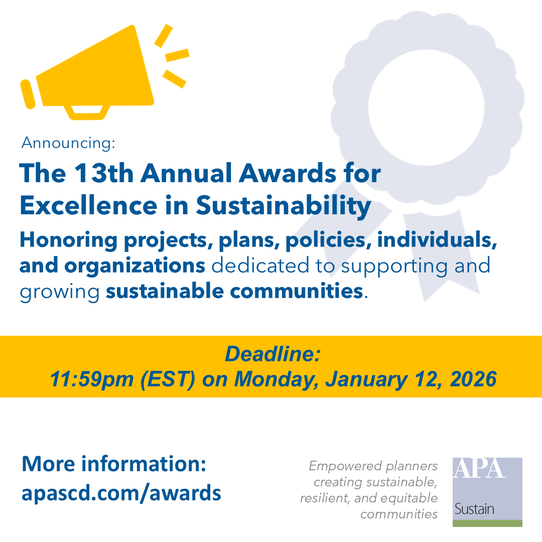 News: APA Sustainable Communities Division Call for Nominations!