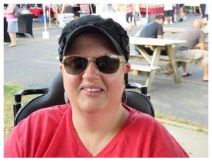Pam Burpee at KFM picnic tables