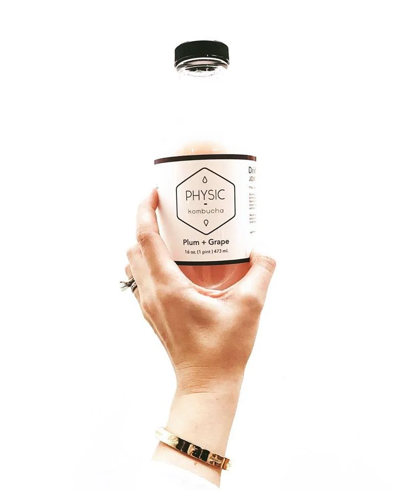 One of the staple flavors of Physic Kombucha: Plum + Grape